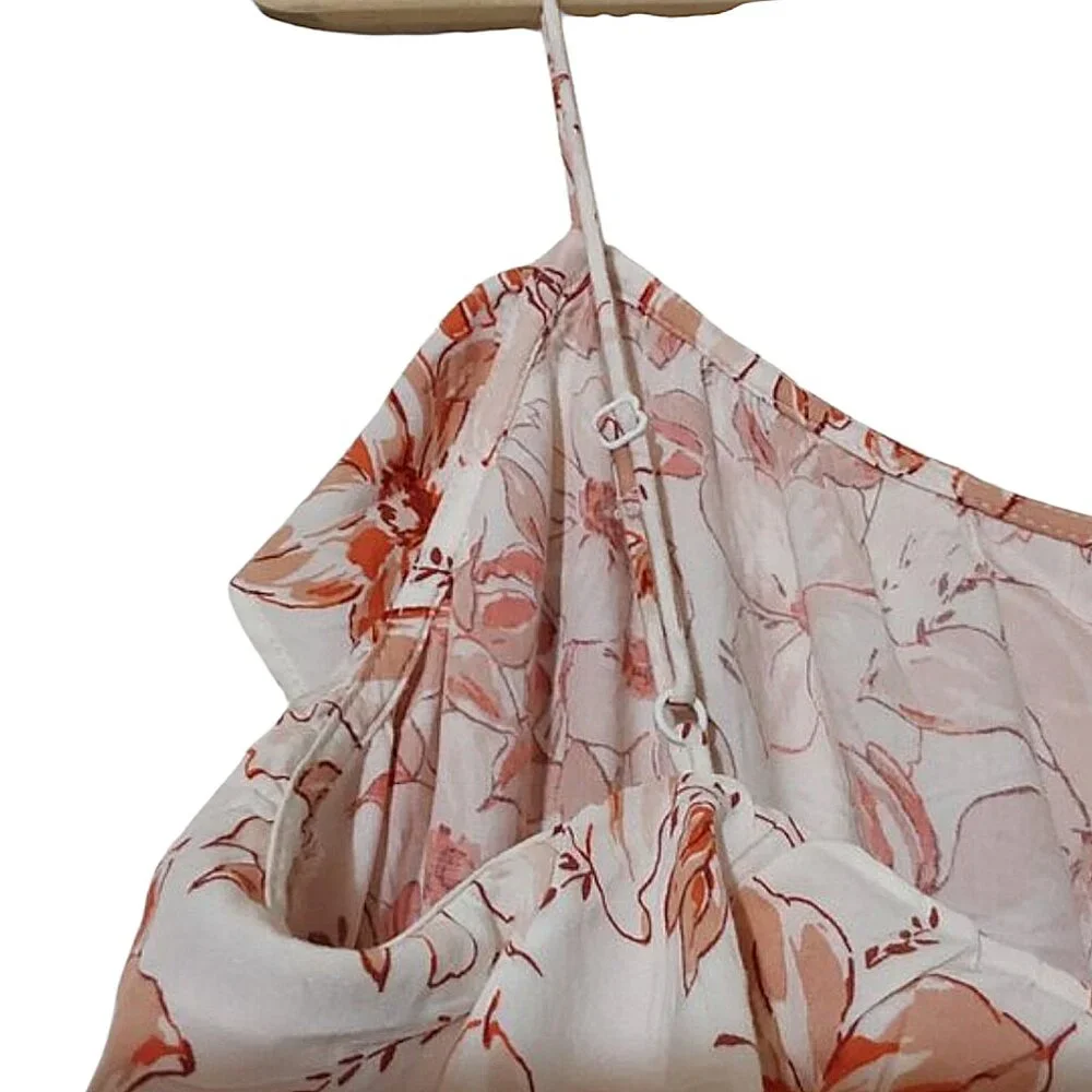 NWT J. Crew Tiered Mini Sundress Orange Floral Ruffle Pockets Adjustable - L